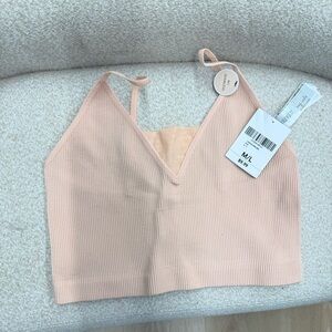 Peach Ribbed Crop Top